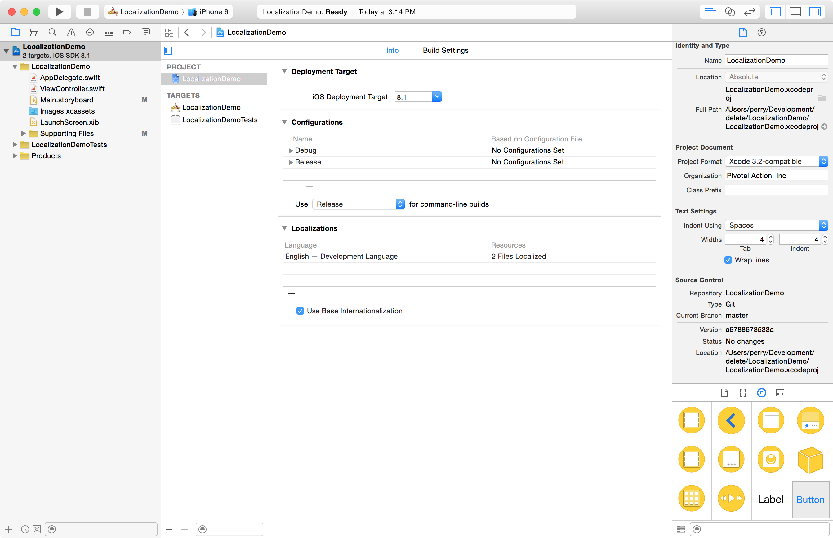 Xcode project settings